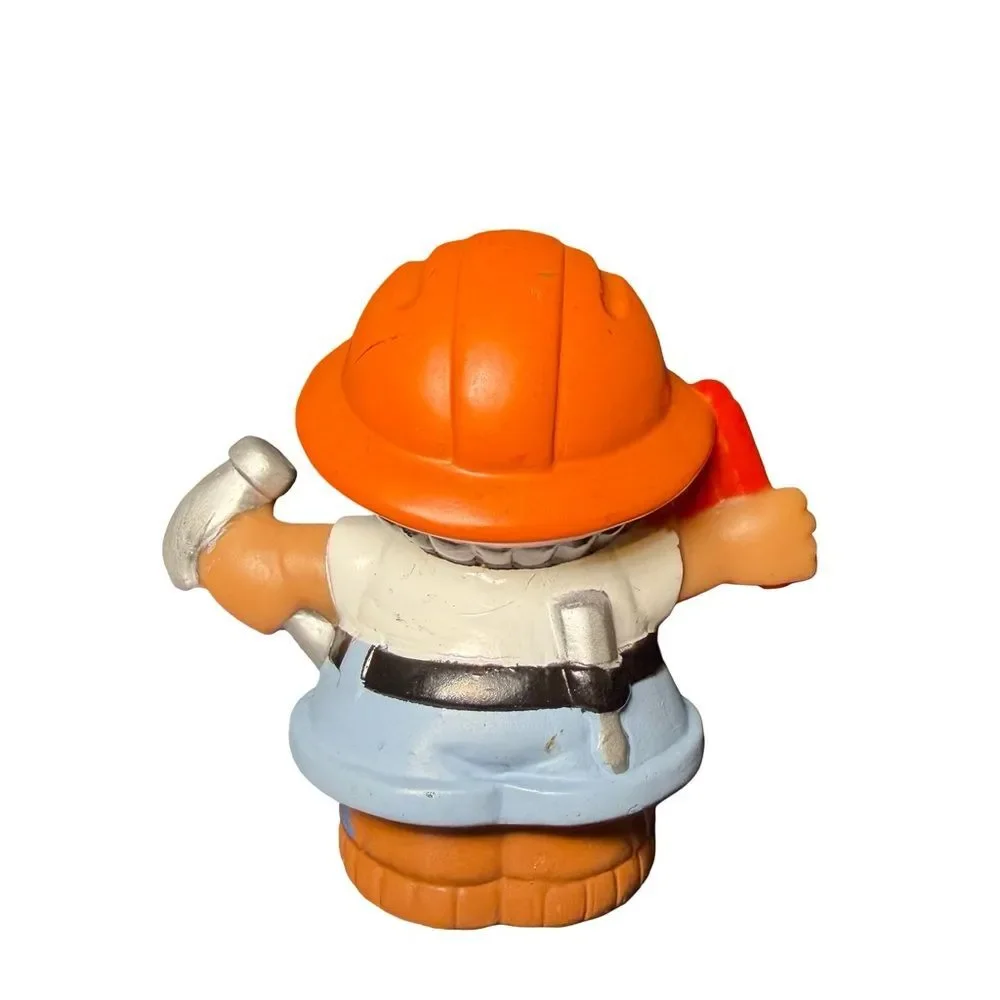 Fisher Price Little People CONSTRUCTION WORKER w/ HAMMER & FLAG Boy 2001
